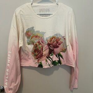 Official Taylor Swift Lover Floral Long Sleeve Cropped T-Shirt